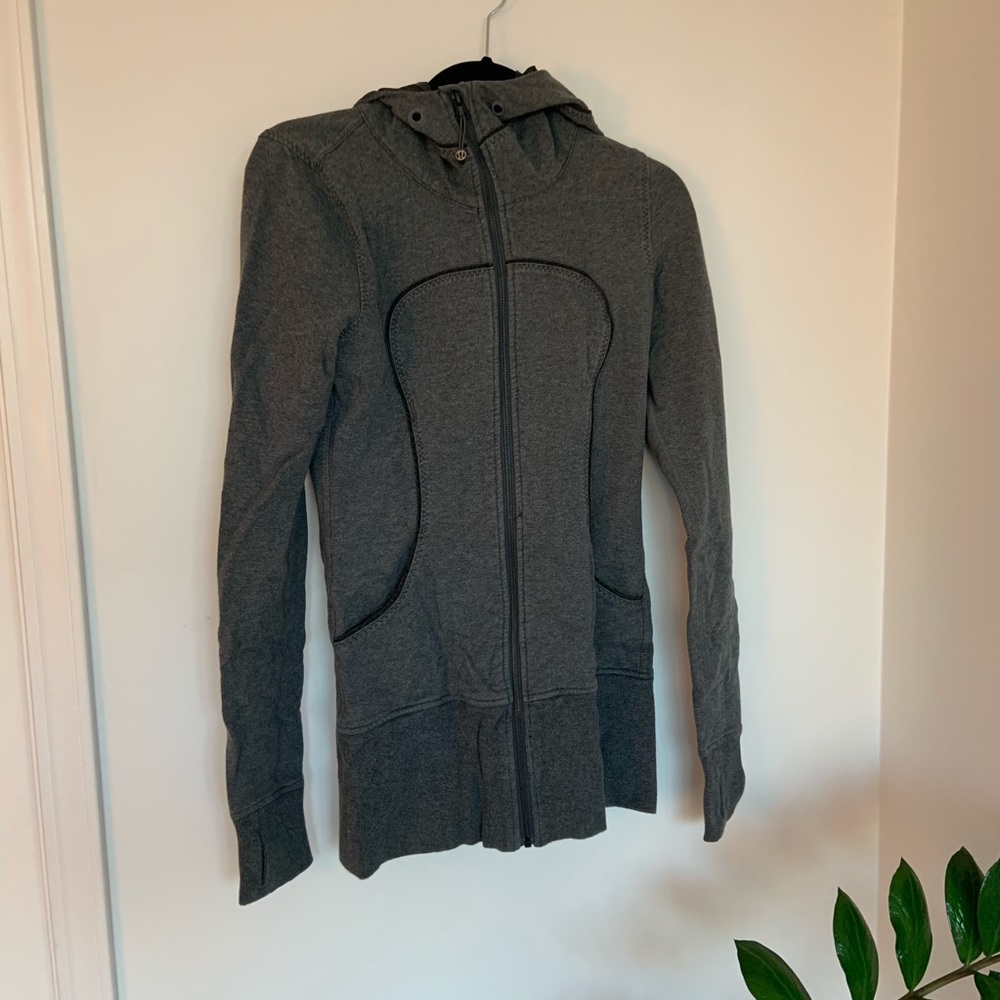 Lululemon grey zip up jacket with hoodie